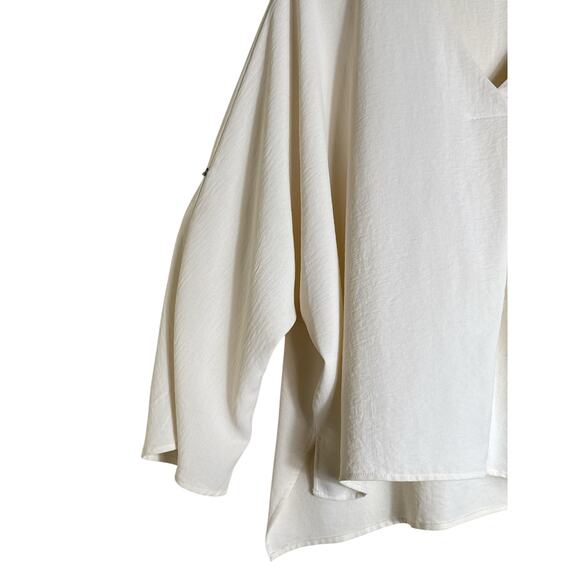 Willow Drive Women's 3/4 Sleeve V-Neck Hi-Low Relaxed Pullover Top Size XL Cream - Picture 2 of 8